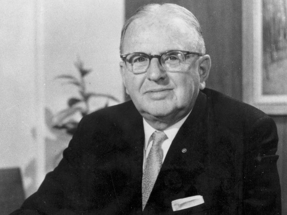 Dr. Norman Vincent Peale is shown in 1968 as pastor of Marble Collegiate Church in New York City. Peale served as pastor from 1932 to 1984.