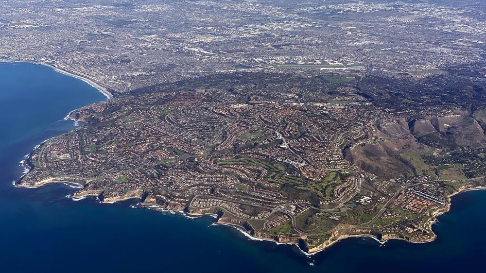 An aerial view of Rancho Palos Verdes, a suburb of Los Angeles.