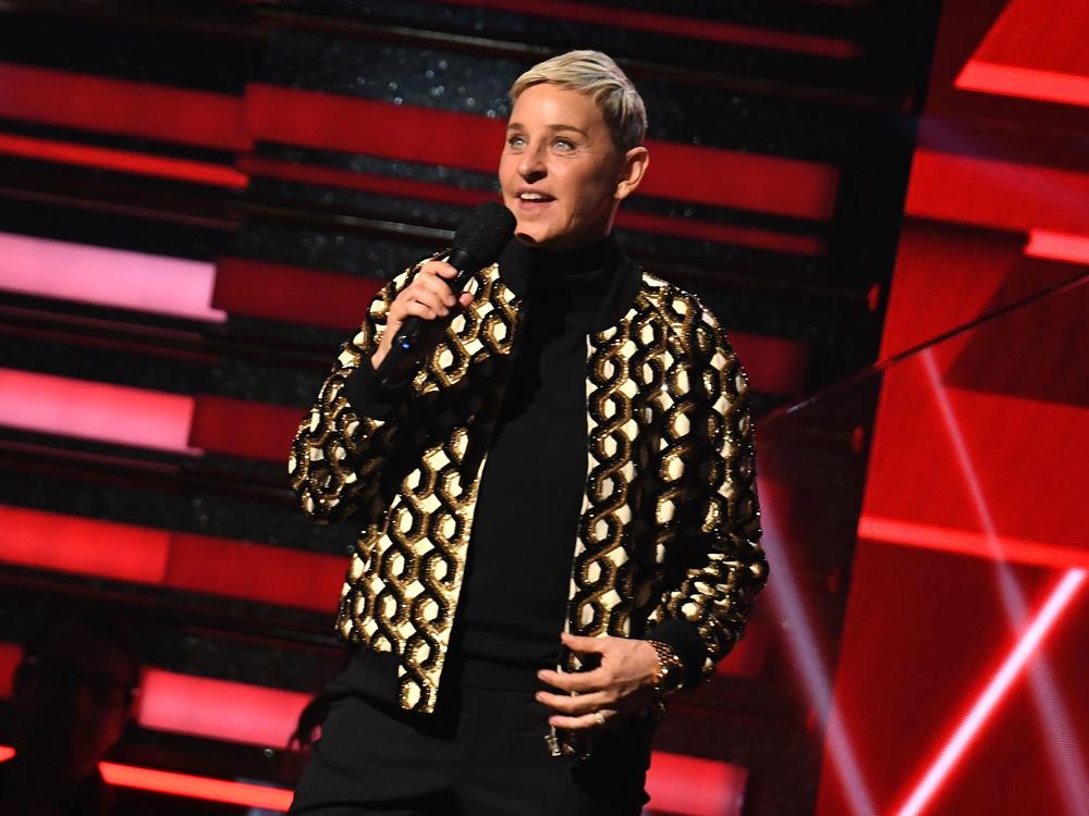 Talk show host and comedian Ellen DeGeneres onstage at the Grammys in January.