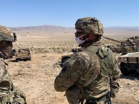 National Guard soldiers take part in desert training at Fort Irwin, Calif.