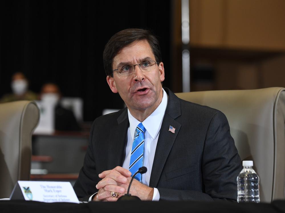 Defense Secretary Mark Esper, pictured earlier this month, announced a drawdown of U.S. troops in Germany on Wednesday.