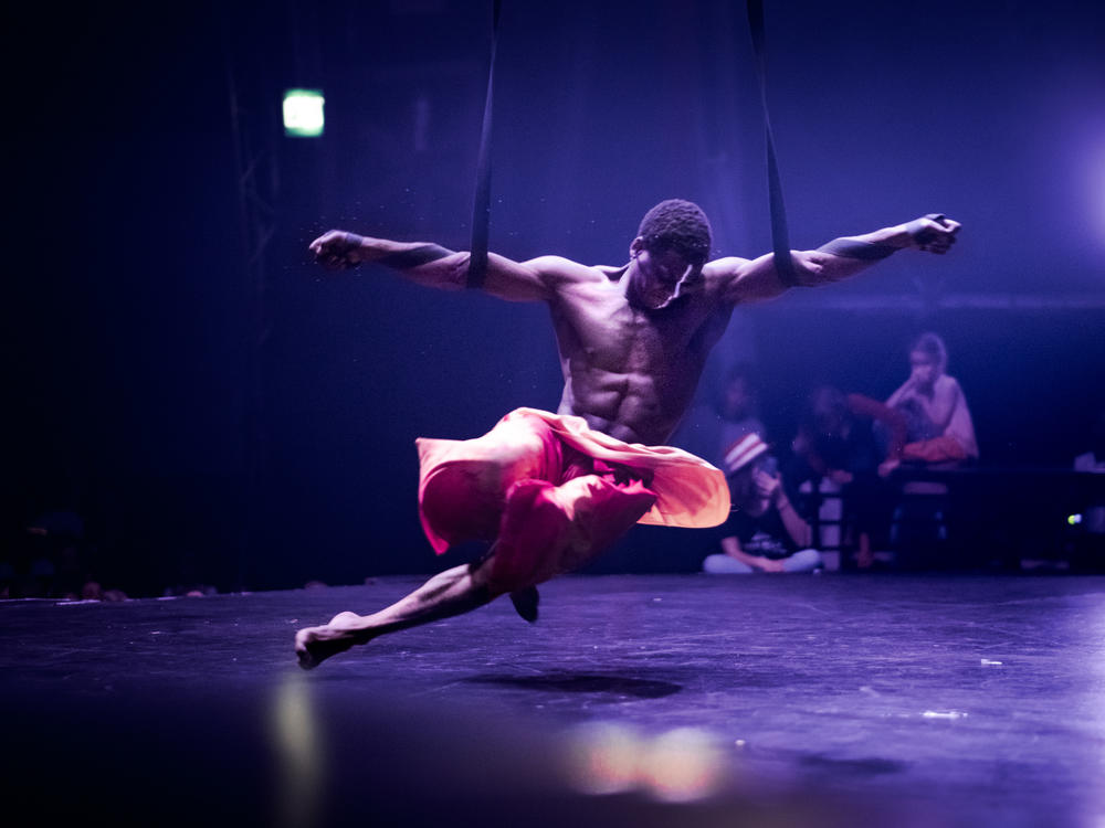 Phelelani Ndakrokra completes an aerial act at a Zip Zap circus show in Cape Town, South Africa.