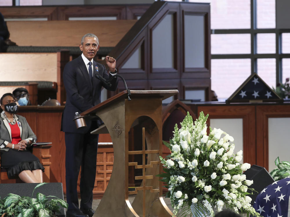 Obama delivers the eulogy during Lewis' funeral Thursday in Atlanta.