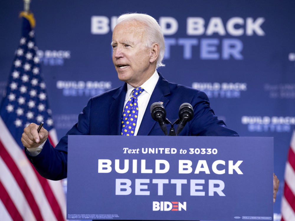Democratic presidential candidate and former Vice President Joe Biden speaks at a campaign event in Wilmington, Del., on Tuesday.