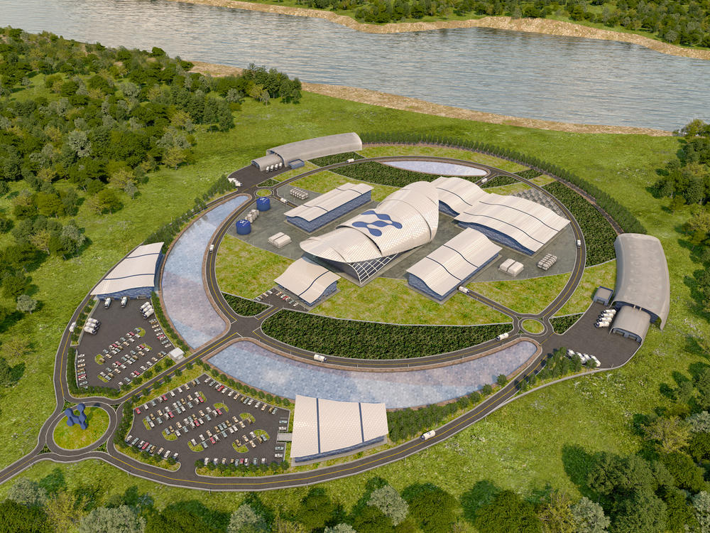 Artist rendering of NuScale Power's nuclear power plant design, which would use small modular reactors.