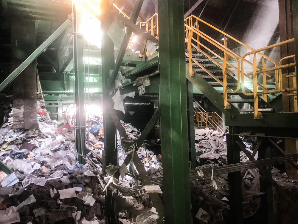 Garten Services, a recycling facility in Oregon, where paper and metals still have markets but most plastic is thrown away. All plastic must first go through a recycling facility like this one, but only a fraction of the plastic produced actually winds up getting recycled.