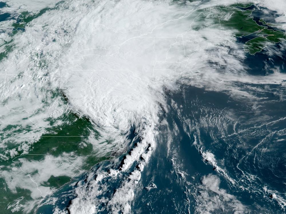 After making landfall as a hurricane, Isaias was still packing sustained winds of 70 mph Tuesday morning. The storm — seen here via satellite just before 9 a.m. ET — is projecting tropical storm-force winds outward up to 140 miles.