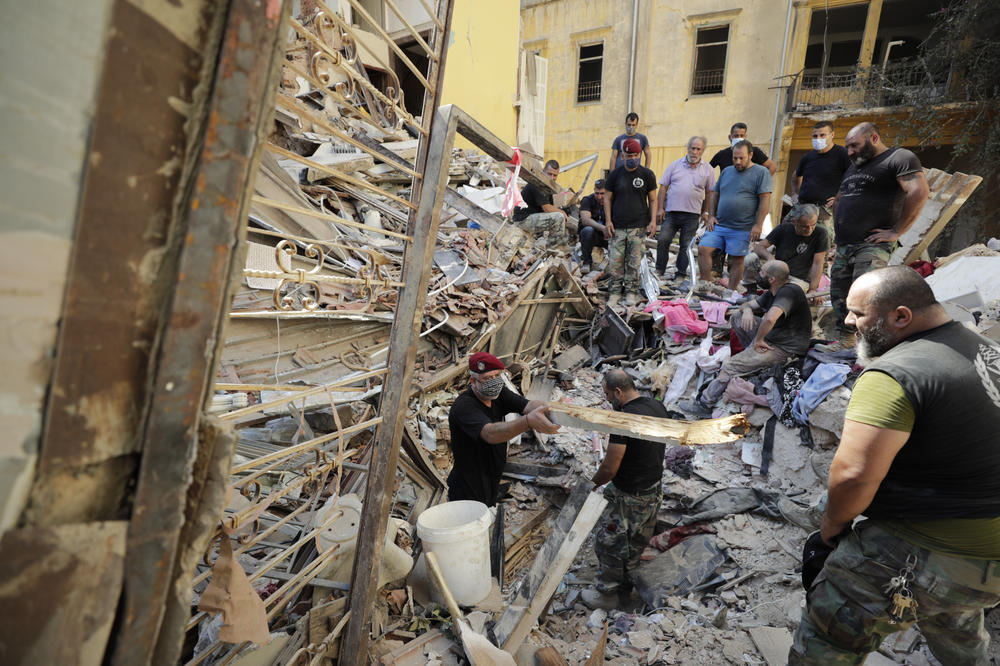 Lebanese soldiers search for survivors Wednesday, one day after the massive explosion in Beirut.
