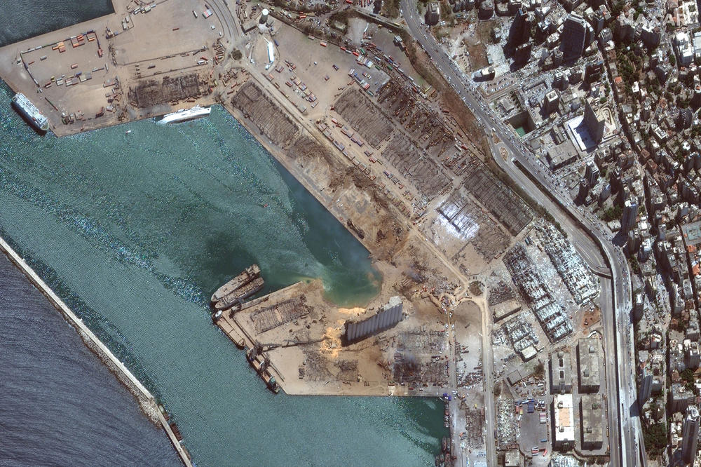 A close-up of the port area by the commercial company Maxar.
