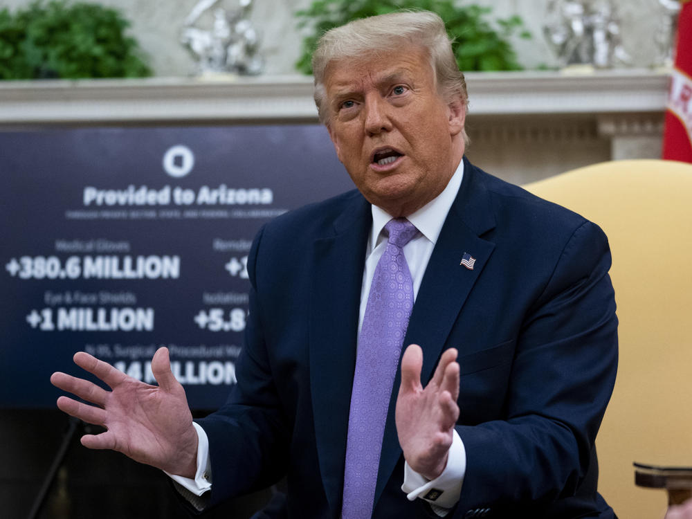 President Donald Trump speaks during a meeting with Doug Ducey, the governor of Arizona, not pictured, on Wednesday.