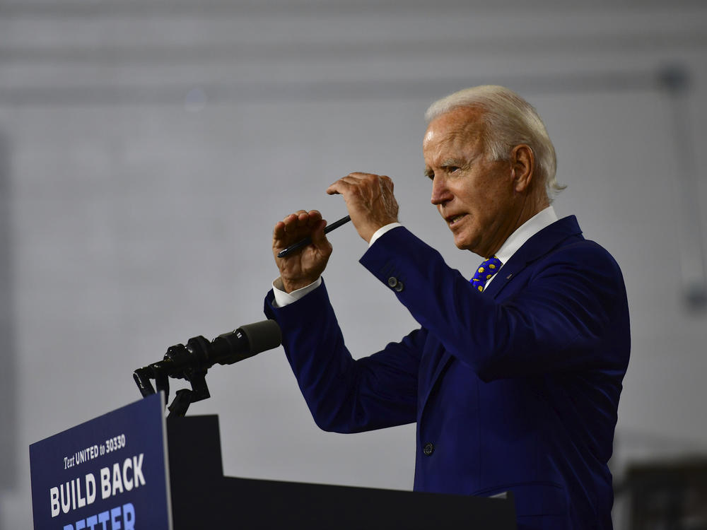 Former Vice President Joe Biden, seen here at a speech in July in Delaware, has apologized for suggesting the African American community is not diverse.