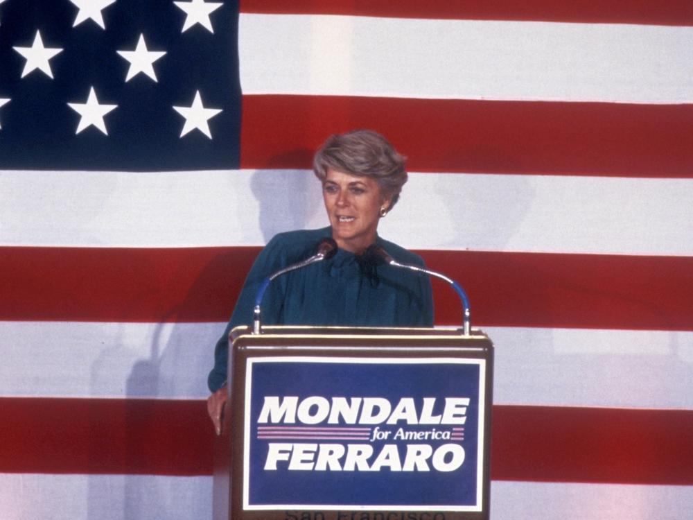 Geraldine Ferraro joined Democrat Walter Mondale's 1984 presidential campaign when he was trailing President Reagan badly in the polls.
