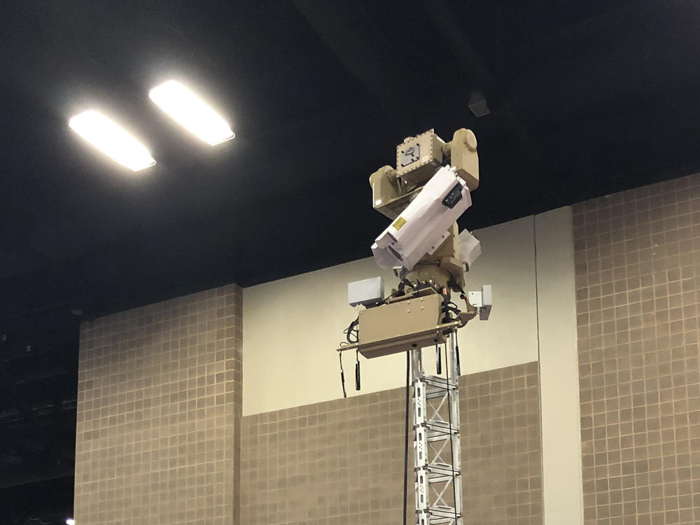 U.S. Customs and Border Protection is testing mobile surveillance towers like this one, parked at the Border Security Expo in San Antonio, to improve the tracking of illegal crossers. Critics of the border wall say the government should favor virtual technology over steel and concrete.