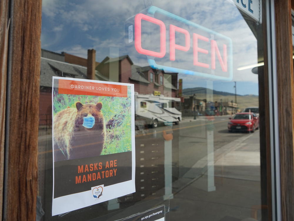 Masks are mandatory in Gardiner, Mont., but not in neighboring Yellowstone National Park.