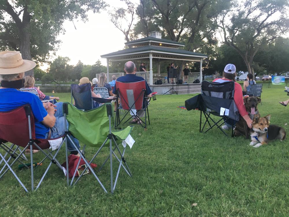 A local gospel quintet entertains Sterling residents on a recent Tuesday evening.