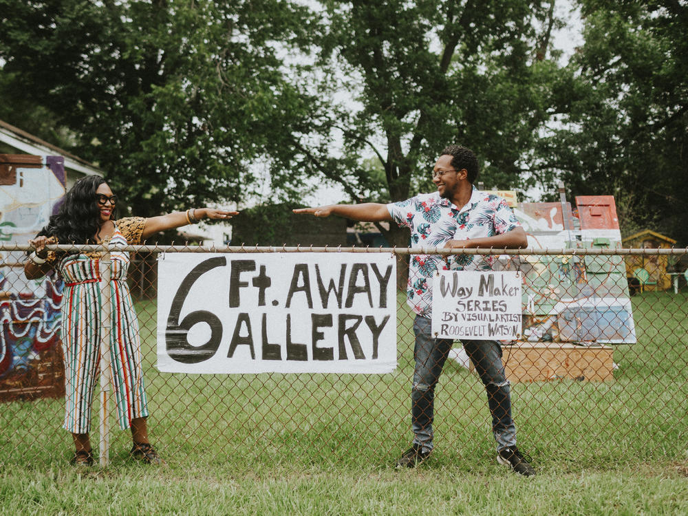 Artists Shawana Brooks and her husband Roosevelt Watson III started the 6 Ft. Away Gallery in their yard in Jacksonville, Florida. They created it as a way to showcase Roosevelt's art at a time when galleries were closed due to the pandemic.