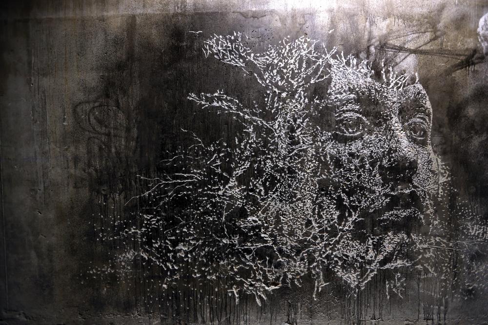 A Vhils work at the Palais de Tokyo in Paris in May 2014.