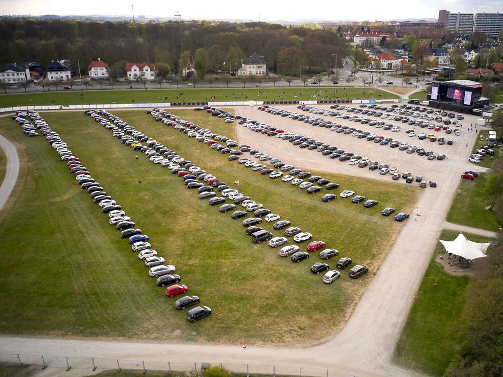 A drive-in concert, held on April 24, in Aarhus, Denmark.