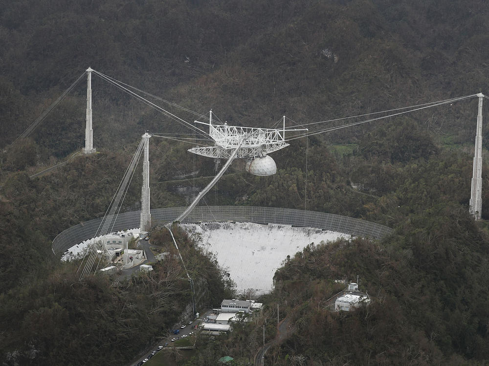 The Arecibo Observatory in Puerto Rico is seen after Hurricane Maria hit it in September 2017.