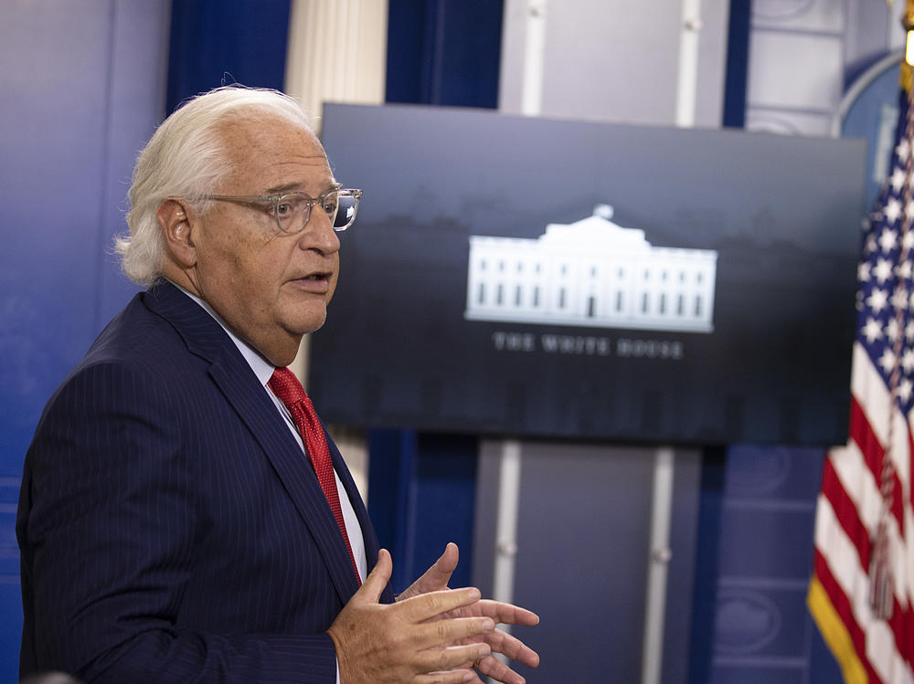 U.S. Ambassador to Israel David Friedman speaks during a briefing at the White House on Thursday.
