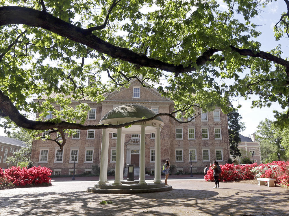 The University of North Carolina in Chapel Hill, N.C., pictured in April 2015, reported four coronavirus 