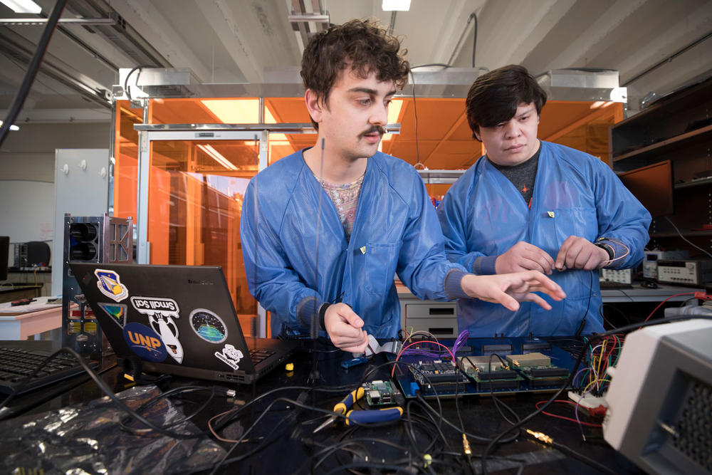 Caleb Adams (left) and Graham Gable are two of the founders of UGA's Small Satellite Research Lab.