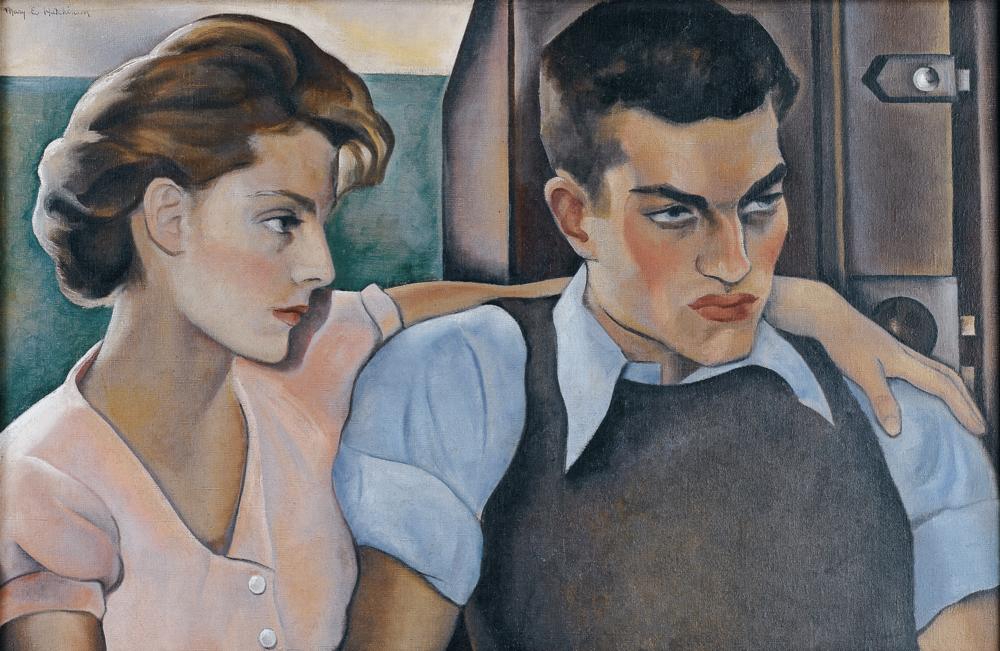 "Two of Them" by Mary Hutchinson, one of the female WPA artists featured at the Georgia Museum of Art.