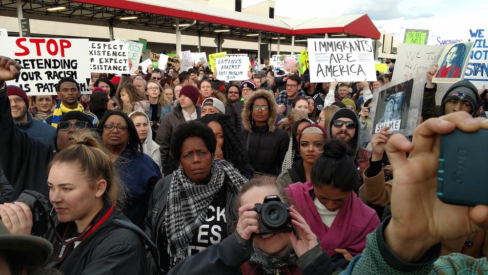 Demonstrators at Hartsfield-Jackson Atlanta International Airport in Atlanta on Jan. 29, 2017.