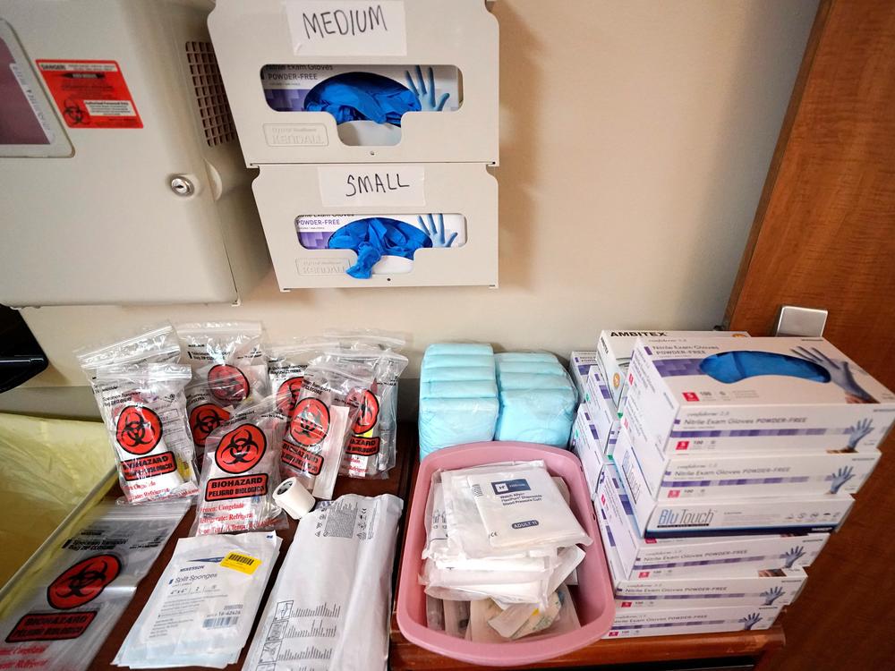 PPE and medical supplies are piled up at a wing at United Memorial Medical Center in Houston. Demand for such equipment has remained high months into the pandemic.
