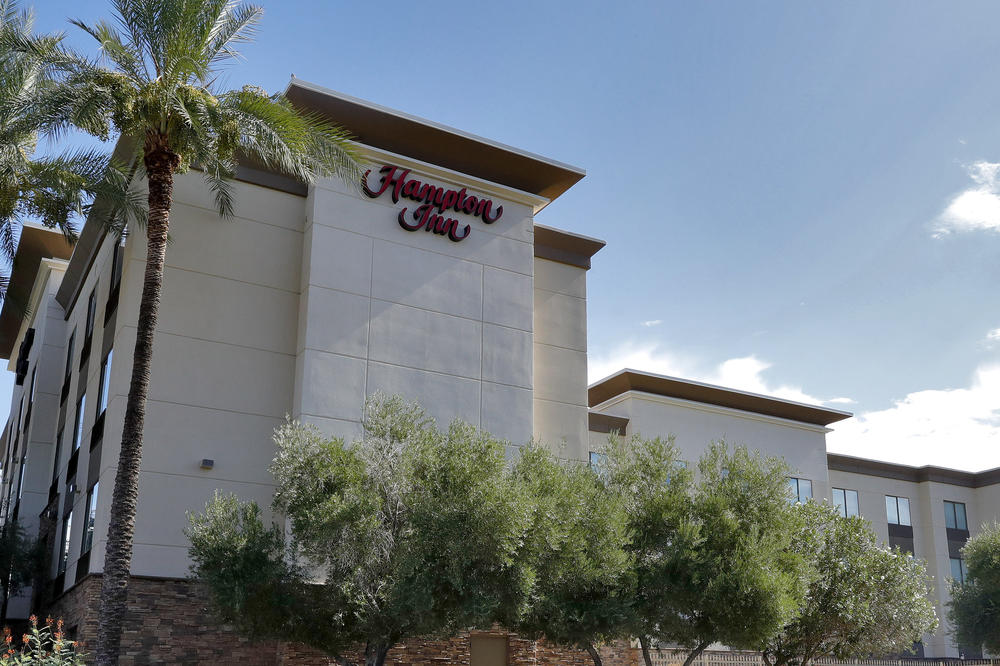 A Hampton Inn is shown on July 21 in Phoenix. The Trump administration is detaining immigrant children in hotels before sending them back to their home countries. A private contractor hired by U.S. Immigration and Customs Enforcement is taking children to three Hampton Inns in Arizona and Texas under restrictive border policies implemented during the coronavirus pandemic.