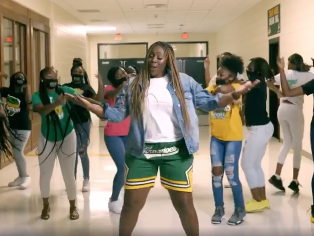 Callie Evans is a teacher and cheerleading coach at Monroe Comprehensive High School in Albany, Ga. She and her colleague Audri Williams rapped about virtual learning and the COVID-19 pandemic in popular music videos on Instagram.