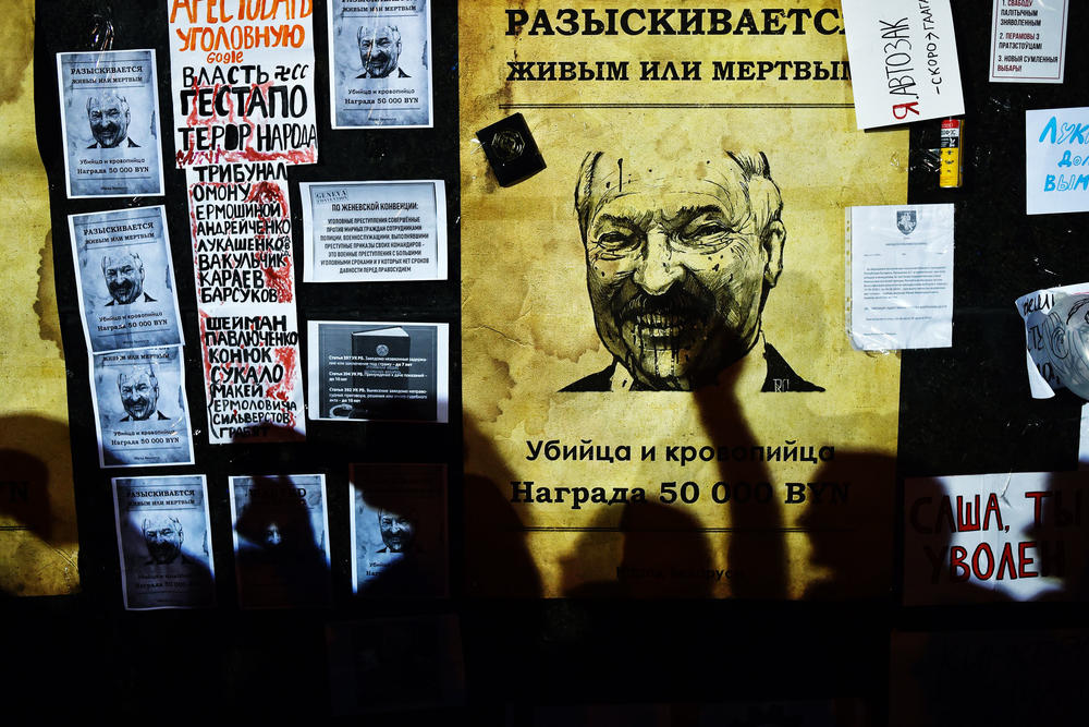 Opposition supporters protest against disputed presidential elections results at Independence Square in Minsk on Tuesday.