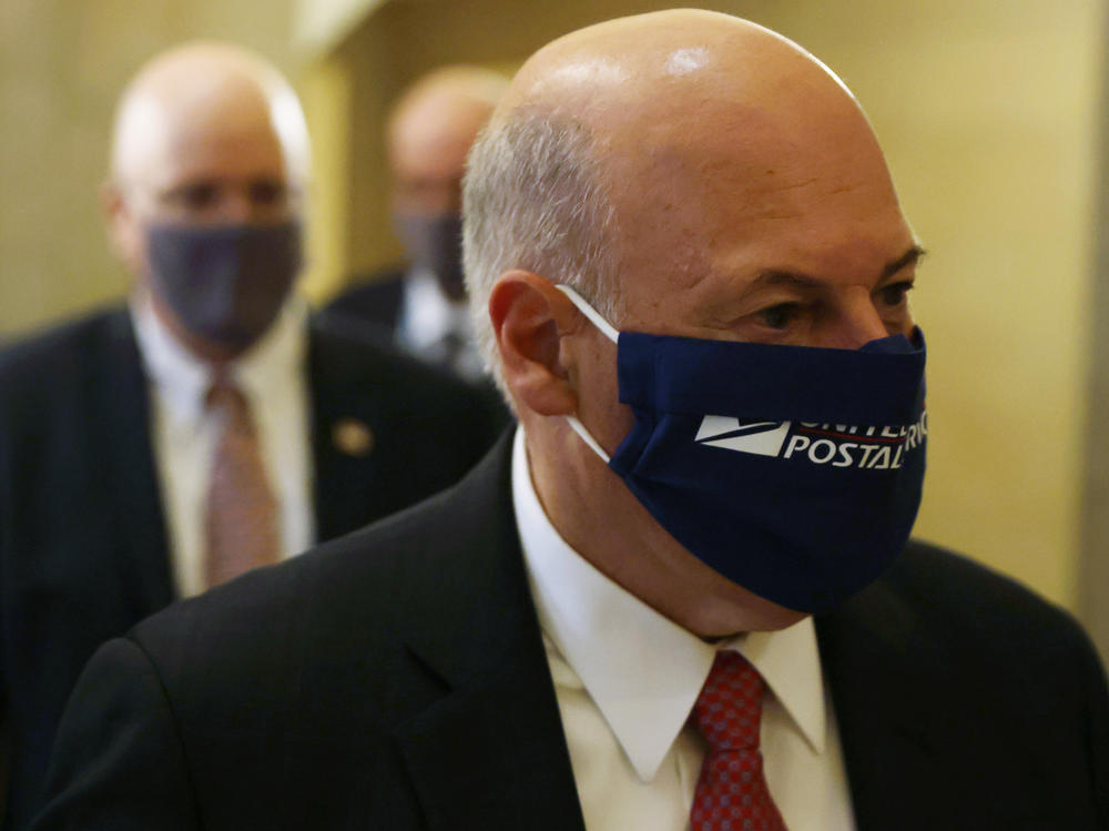 U.S. Postmaster General Louis DeJoy arrives at an Aug. 5 meeting at the office of House Speaker Nancy Pelosi.