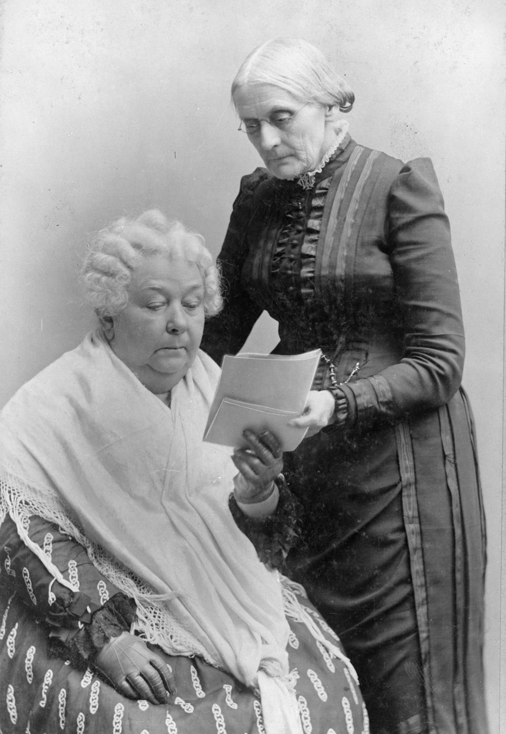 Early suffragist leaders Elizabeth Cady Stanton (left) and Susan B. Anthony later split off from their alliance with abolitionists.