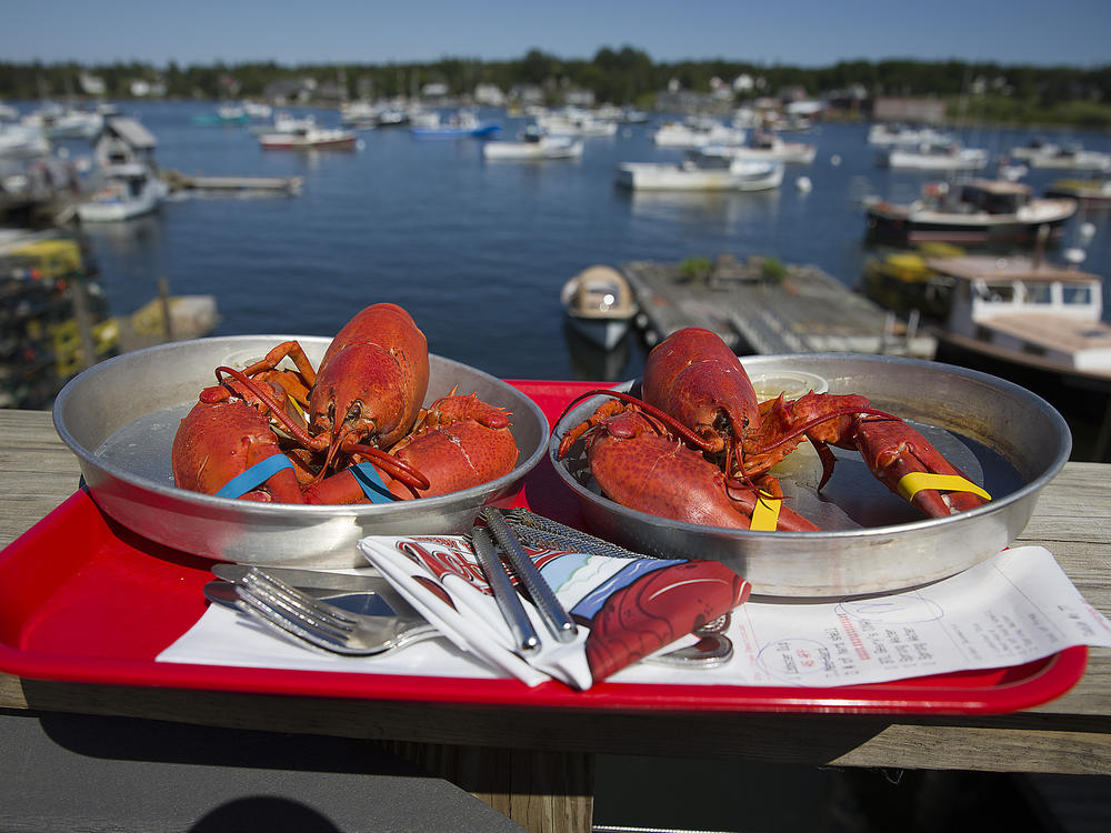Cooked lobsters are seen in Bernard, Maine. The U.S. lobster industry has been at a competitive disadvantage in Europe ever since Canada struck its own trade deal with the European Union three years ago.