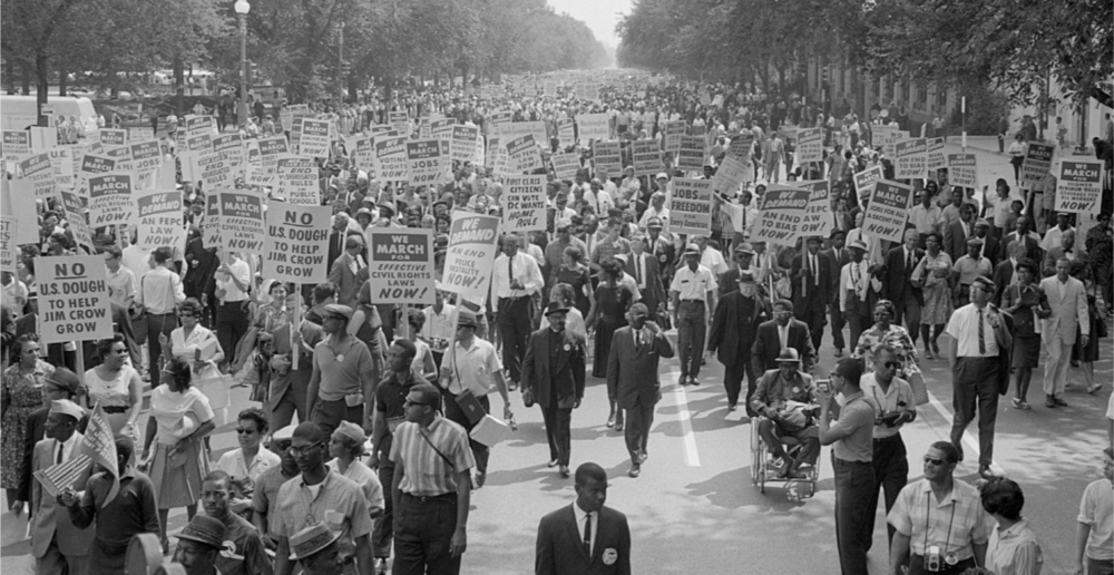 A scene from the original March on Washington, where Rev. Martin Luther King Jr., delivered his iconic 