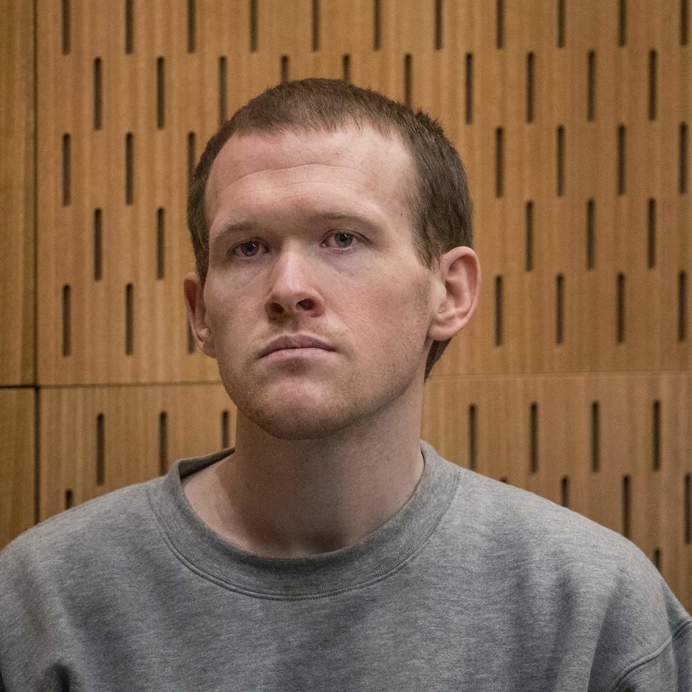 White supremacist Brenton Tarrant is seen in court in Christchurch, New Zealand at his sentening Thursday. Tarrant was sentenced to life in prison without parole for the massacre of 51 Muslim worshippers.