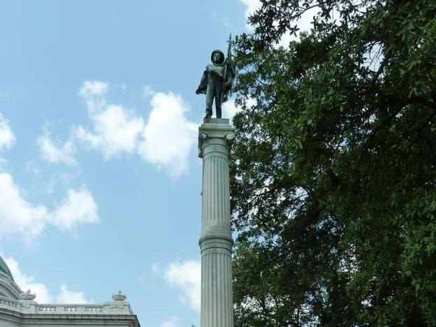 The controversial South's Defenders Memorial Monument has stood at the Calcasieu Parish Courthouse in Lake Charles, La., for more than 100 years. But Hurricane Laura toppled it.
