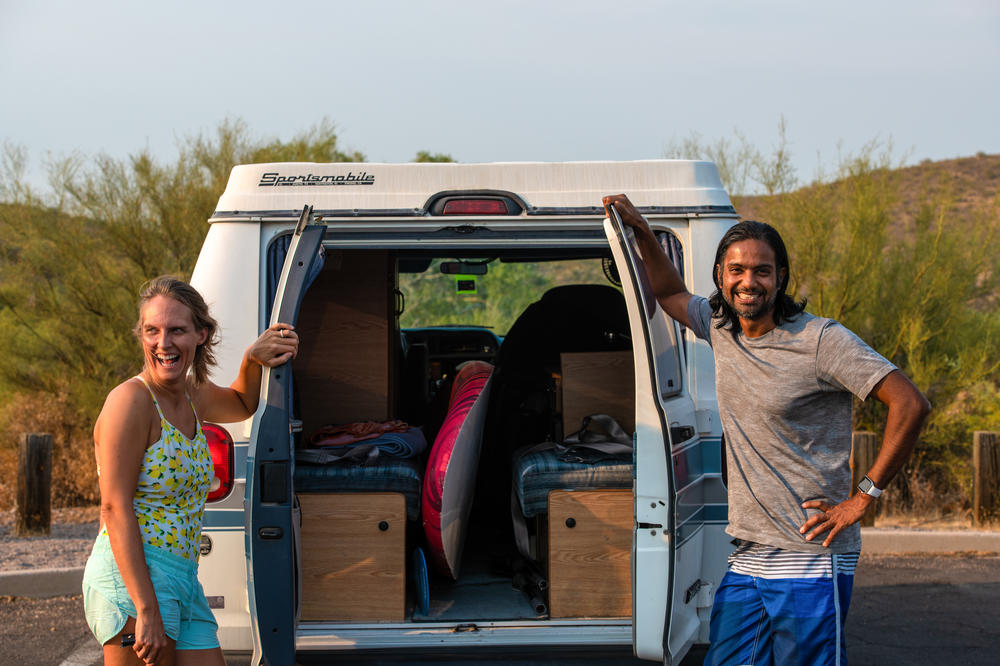 At the Salt River, Rachel and Prashan Srinivasan show off the interior of their 