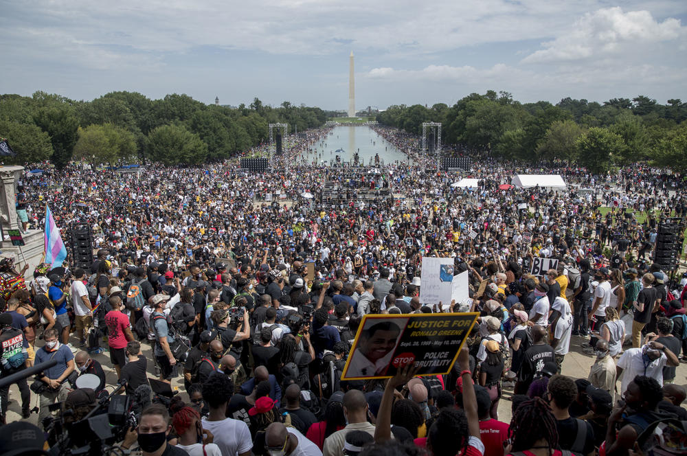 The view from the Lincoln Memorial looking out over the thousands of people who attended the March.