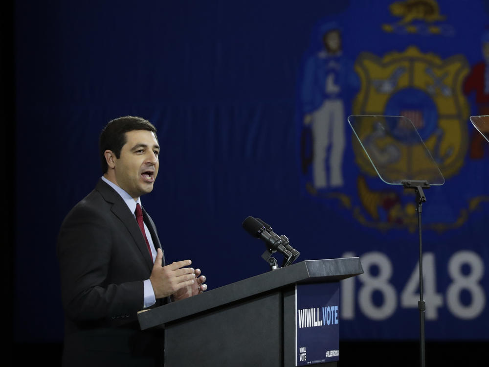Josh Kaul, then a candidate for Wisconsin attorney general, speaks at an October 2018 rally in Milwaukee. Kaul's office has faced criticism for its investigation into the shooting of Jacob Blake.