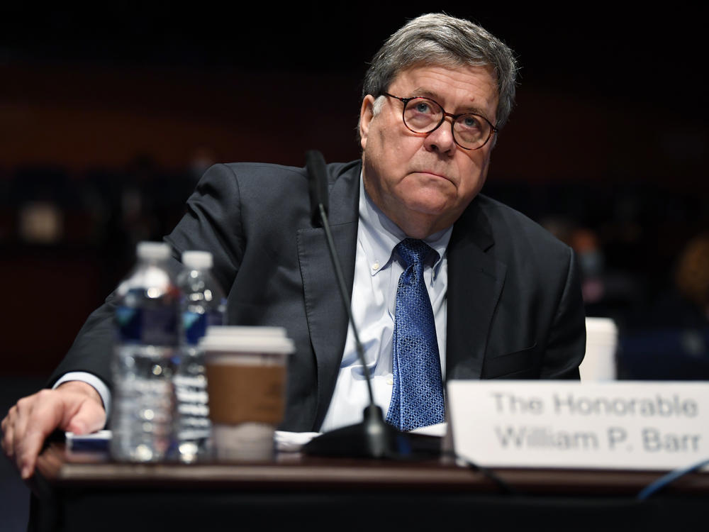 Attorney General William Barr, seen here before the House Oversight Committee, has been making a political case for the president even as he serves in the administration.