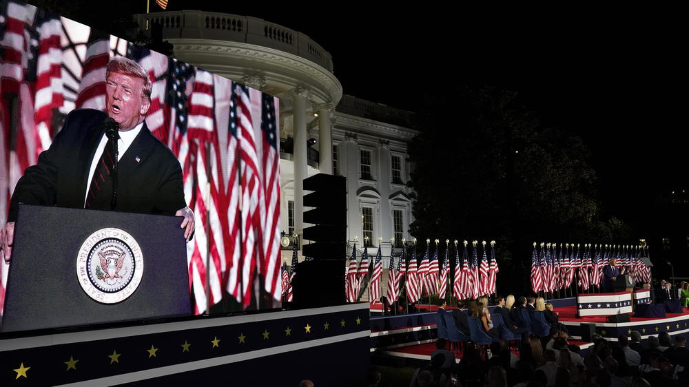 President Donald Trump speaks from the South Lawn of the White House on the fourth day of the Republican National Convention, Thursday, Aug. 27, 2020,