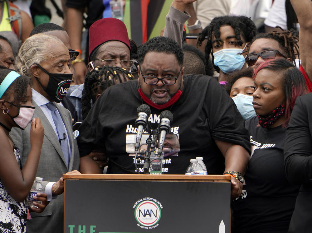 Jacob Blake Sr., father of Jacob Blake, speaks at the March on Washington, on Friday at the Lincoln Memorial in Washington, D.C.