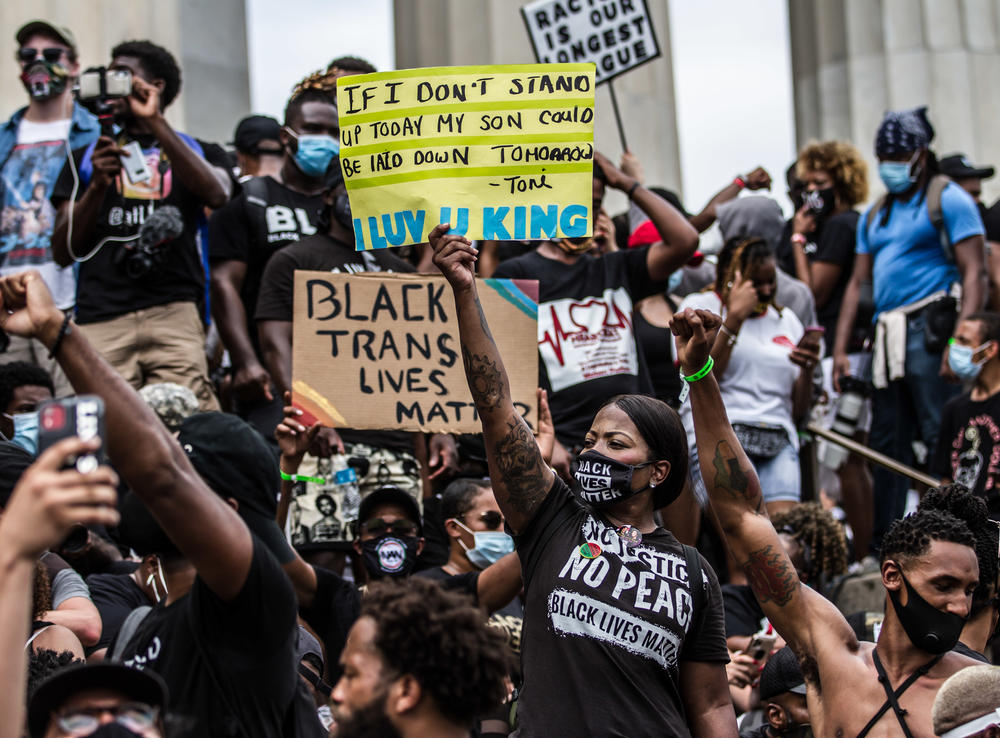 People demonstrate at the march.