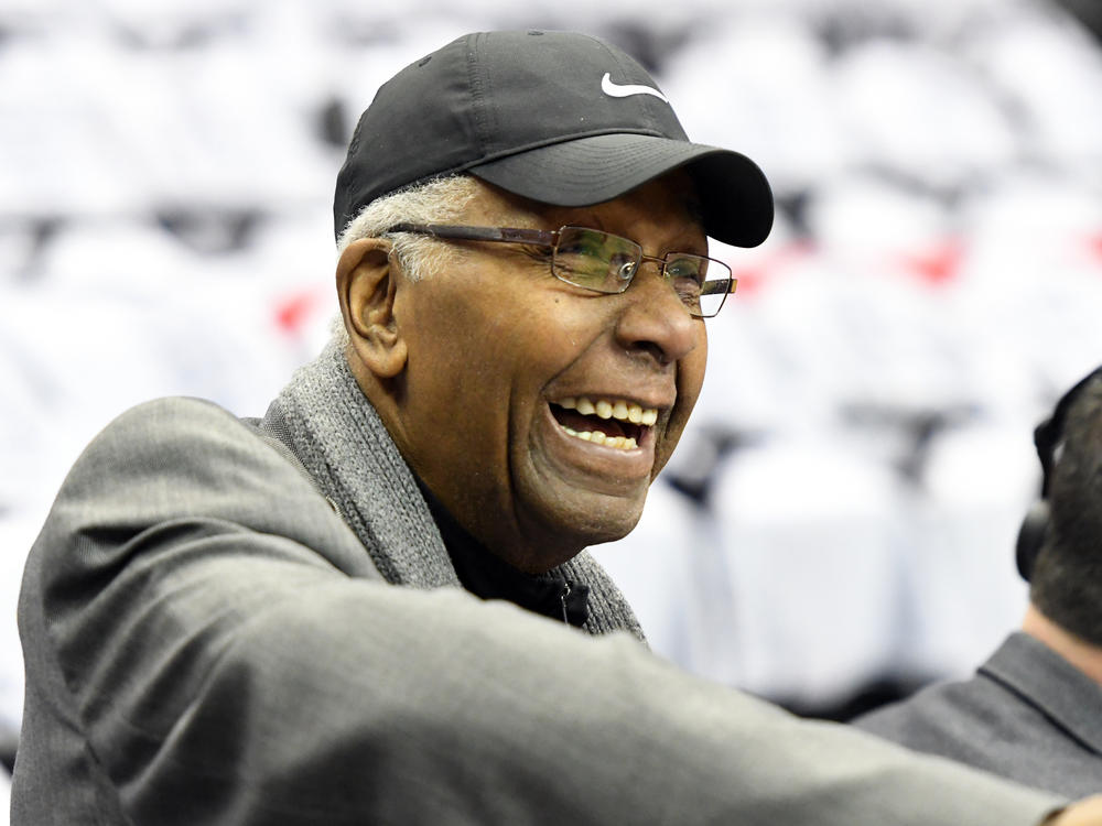 Former Georgetown Hoyas men's basketball coach John Thompson Jr., shown here at a game in 2019, has died. He was 78.