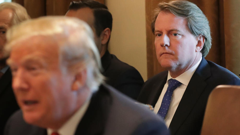 White House counsel Don McGahn attends a Cabinet meeting with President Trump in October 2018.