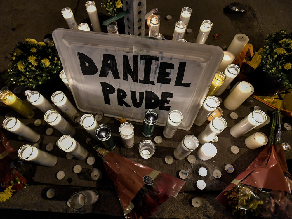 A memorial in Rochester, N.Y., where Daniel Prude, a 41-year-old Black man, died while in police custody this past March. In New York City, hundreds of Black Lives Matter demonstrators took to the city's streets in protest.