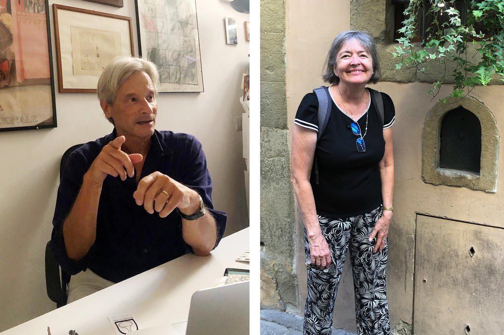 At left is Matteo Faglia, president of the Wine Windows Association and at right, Mary Forrest, one of the co-founders of the association.