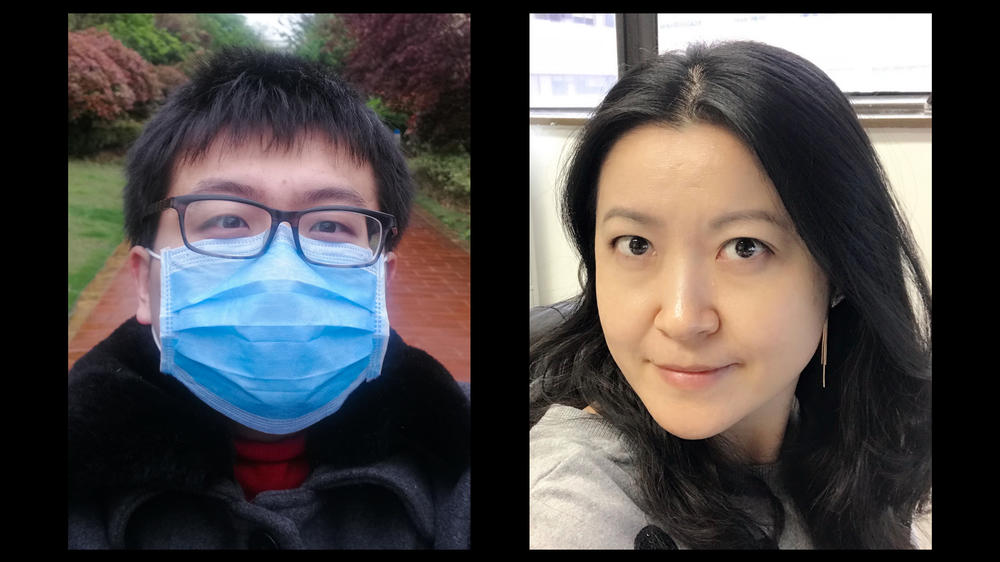 Left: Xi Lu traveled to Wuhan from London in January to spend Lunar New Year with his parents, having not shared  the holiday with them in over 7 years. Lin Yang, an epidemiologist at Hong Kong Polytechnic University, traveled to Wuhan to visit her parents for the Lunar New Year. And then ... they couldn't get back home because of the quarantine.